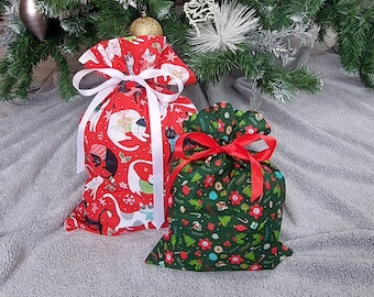 Reusable cotton Christmas gift bag