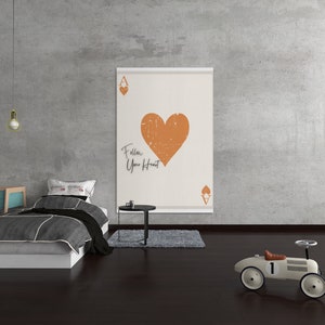 Opvallende Ace of Hearts Art Print - Vet oranje hart op frisse witte achtergrond, speelkaarten poster cadeau