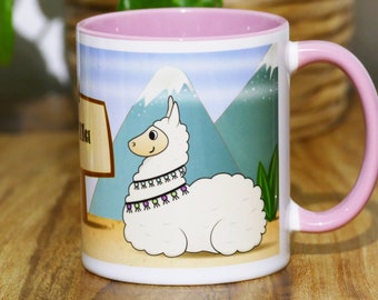 Tasse Lama - Das ideale Geschenk für alle, die Lamas lieben. | Kaffeetasse, Teetasse oder Tasse für Stifte.  Personalisierbar, Alpaka-Tasse.