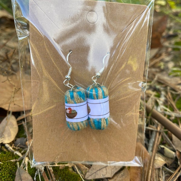 Mini Yarn Skein dangle drop earrings 925 Silver plated hooks