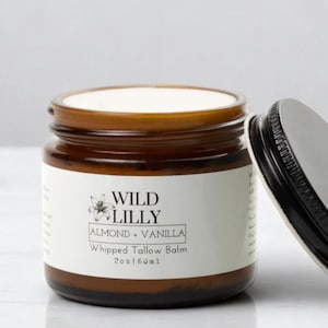 Almond + Vanilla Tallow Balm - 100% Grass Fed Tallow Cream - Healthy Skin Care - Non-toxic Cream For Sensitive Skin - Eczema friendly