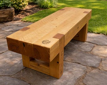 Cedar Bench Indoor Outdoor 16.5", Heavy Duty Solid Wood Bench, Rustic Entryway Porch or Garden Seating, No Assembly