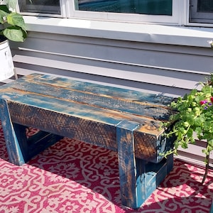 Rustic White Cedar Wood Bench: Outdoor Garden Patio Entryway