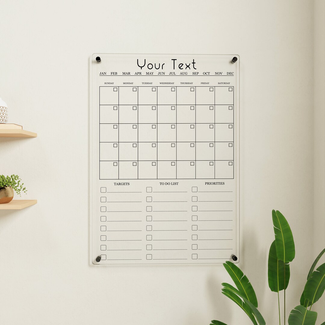 Personalized Acrylic Monthly Calendar Personalized Calendar Etsy