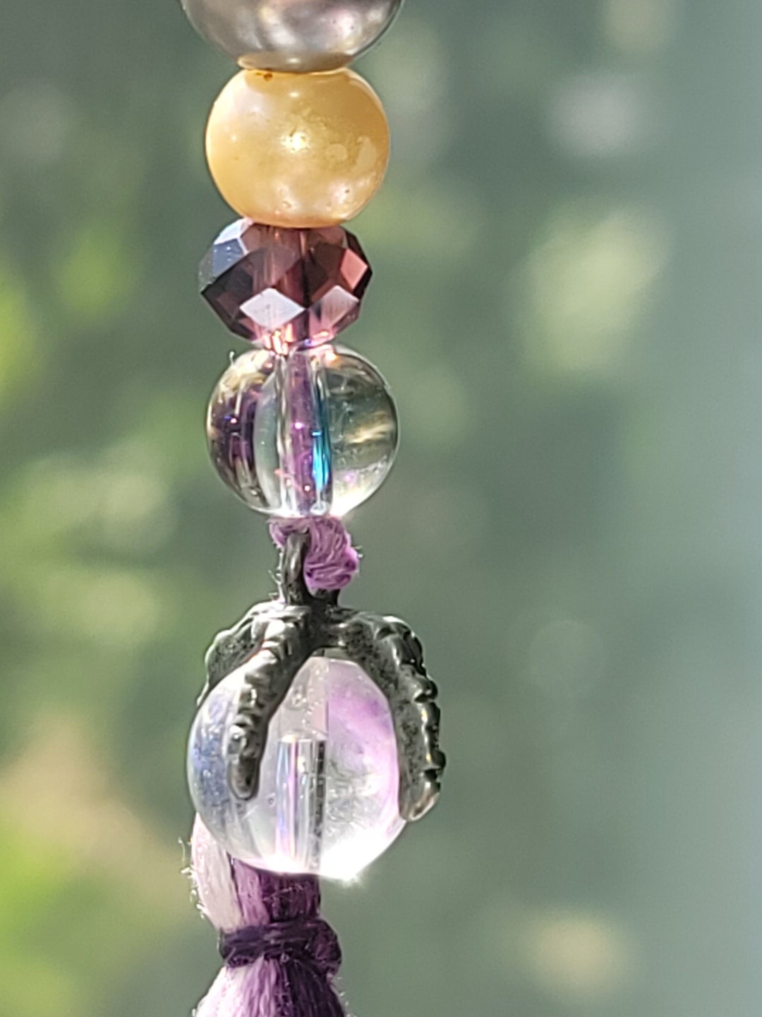 Bead String Accessory 7 Inches Fantasy Antique Silver Claw and Glass ...