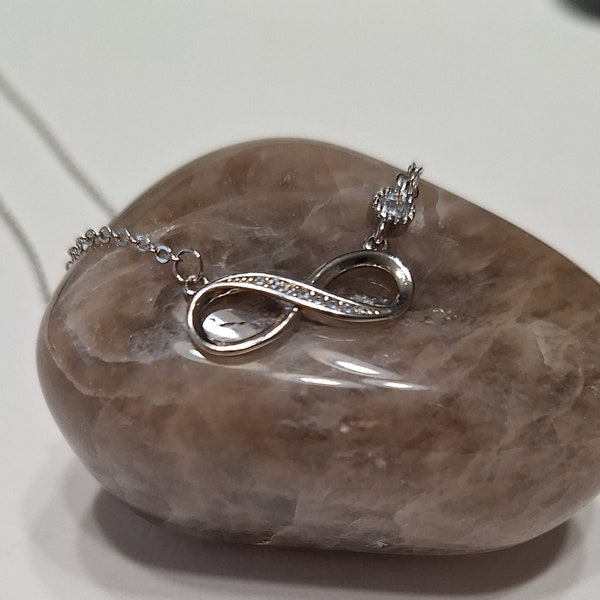 Real stamped 925 Sterling Silver Symbol of infinite Love New Sparkling Infinity Necklace w/ Sparkling CZ FREE same day shipping in Canada