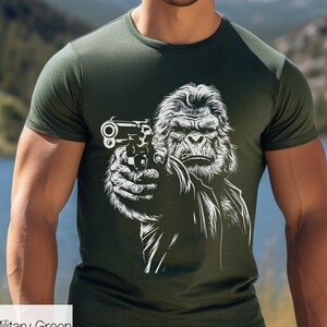 Bigfoot Gun Graphic Tee, Edgy Design, Patriot Gift
