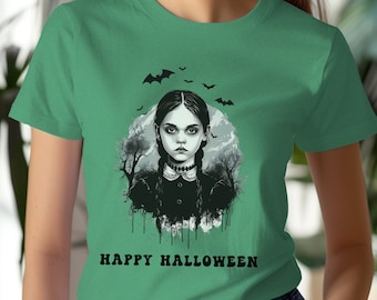 Happy Halloween Wednesday Addams Shirt: Goth Spooky Season Tee