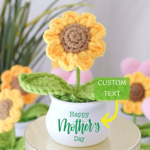 Personalized Crochet Flowers, Crochet Sunflower Teacher Appreciation Gift, Stepmom Grandma Gift, Cute Floral Home Decor, Dance Teacher Gift