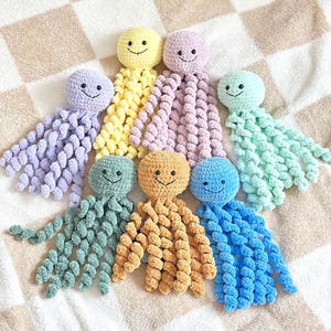 Crochet Octopus Plush - NICU Preemie Gift - Baby Snuggle Lovey, Soothing and Calming Sensory Stuffy Imitates Umbilical Cord