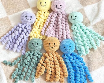 Crochet Octopus Plush - NICU Preemie Gift - Baby Snuggle Lovey, Soothing and Calming Sensory Stuffy Imitates Umbilical Cord
