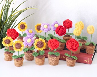 Crochet Flowers, Crochet Sunflower, Crochet Rose, Daisy Stepmom Mother's Day Gift, Grandma Nana, Teacher Gift, Birthday Gift, Sympathy Gift
