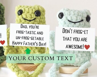 Personalized Emotional Support Crochet Frog, Toad Lover Gift, Grandpa Father's Day Gift for Stepdad, Funny Coworker Office Desk Accessory