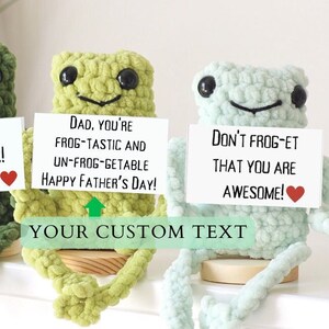 Personalized Emotional Support Crochet Frog, Toad Lover Gift, Grandpa Father's Day Gift for Stepdad, Funny Coworker Office Desk Accessory