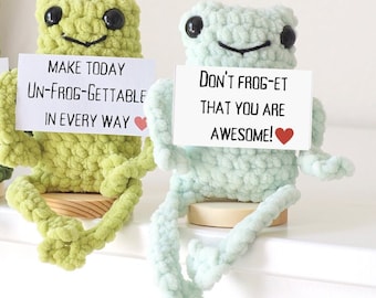 Emotional Support Frog, Funny Desk Buddy, Yankee Swap White Elephant Gift Exchange, Pick Me Up Gift