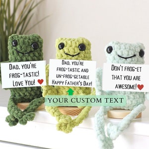 Personalized Emotional Support Crochet Frog, Toad Lover Gift, Funny Grandpa Father's Day Gift for Stepdad, Funny Coworker Office Desk Buddy