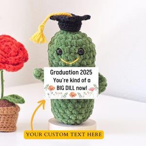 Handgemachte Abschluss-Gickle mit benutzerdefinierter Karte, High School College-Abschluss-Geschenk, positive emotionale Unterstützungsgurke, PHD-Grad-Andenken