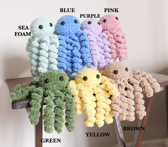 Crochet Octopus Jellyfish, NICU Preemie Plushie for Newborn, Stuffed Sea Animal for Toddler, Ocean Theme Party Favors, Baby Shower Toy Gifts