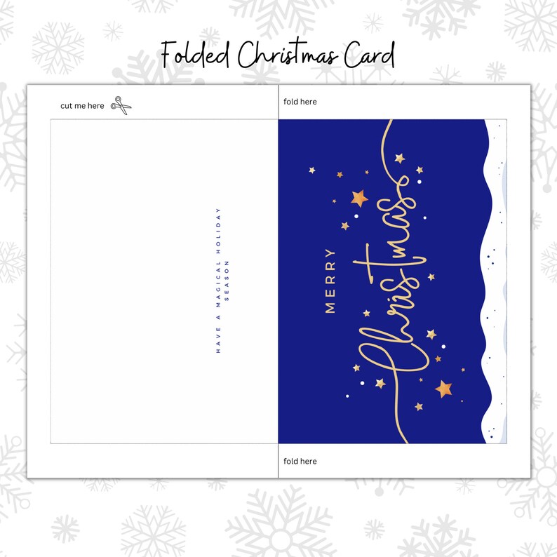 Printable Christmas Card Blue Christmas Card Digital Etsy