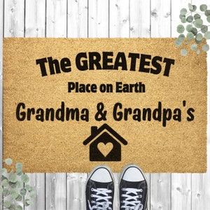 Doormat Gift for Grandma & Grandpa, Custom Grandparents Doormat, Grandma Doormat, Grandma Welcome, Grandparents Anniversary Welcome Mat Gift