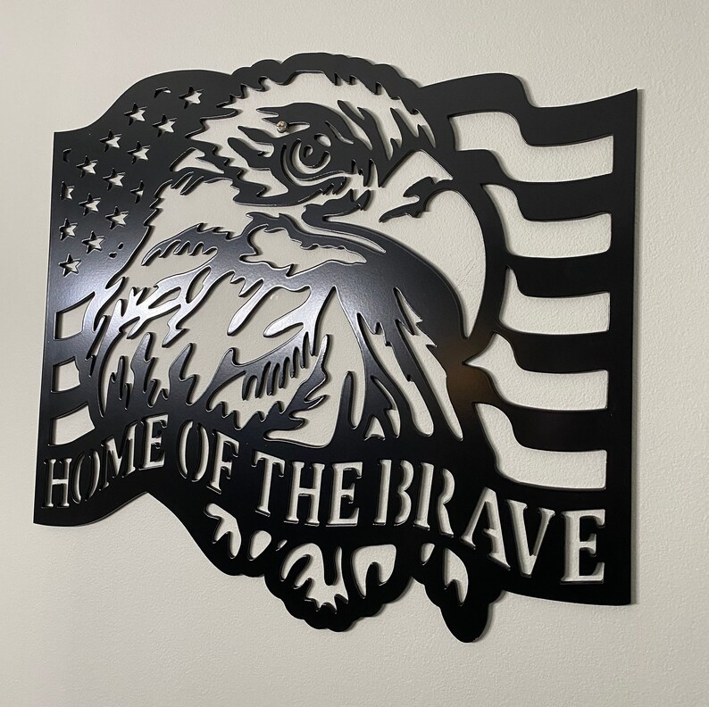 Home of the Brave Metal Wall Art, American Eagle, Patriotic Wall Art