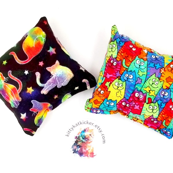 Catnip Toy, Catnip Pillows set of 2, 4"x4" Catnip Pillow Set, Catnip Toy, Catnip Kicker