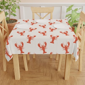 Lobster Print Tablecloth | Nautical Decor, Summer BBQ, Seafood Party, Beach House, Kitchen Table Cover, Maine Lobster Decor