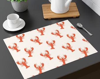 Lobster Print Placemat, Nautical Table Decor, Seafood Lover Gift, Beach House Style, Kitchen Accessories, Lobster Lover&#39;s Essential