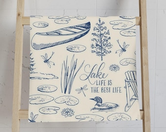 Lake Life Hand Towel, Cottage Bathroom, Perfect for Home Decor, Cabin Vibes, Lakeside Retreats Bath Accessory , Lake House Themed Bath