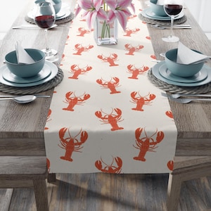 Lobster Print Table Runner, Nautical Decor, Summer Table Accessories, Coastal Dining, Lobster Party Decor, Seafood Lover Gift