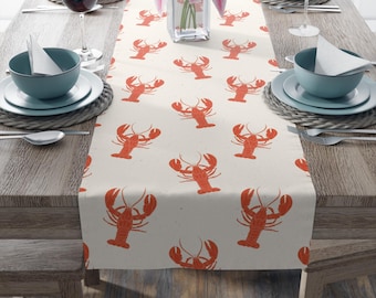 Lobster Print Table Runner, Nautical Decor, Summer Table Accessories, Coastal Dining, Lobster Party Decor, Seafood Lover Gift