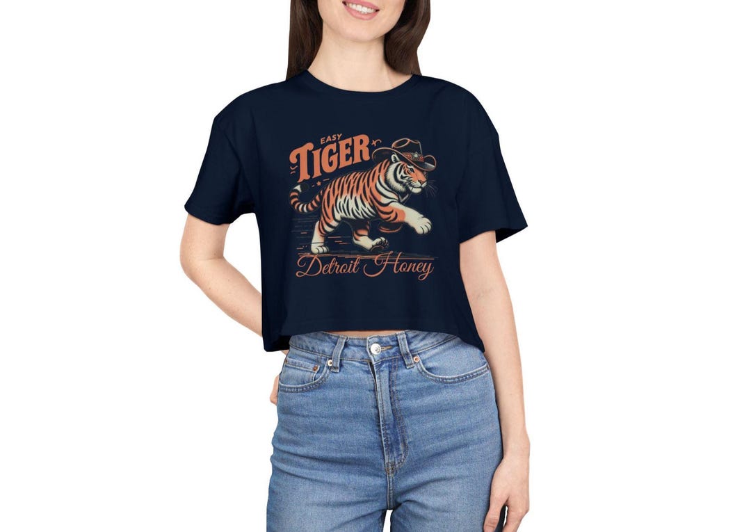 Detroit Baseball Crop Tee, Motor City American Honey Top, Gameday