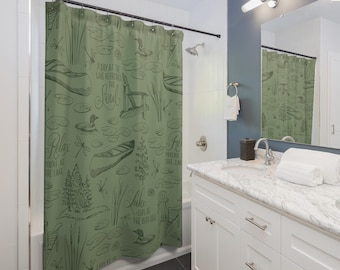 Lake Retreat Shower Curtain, Nature Decor for Bathroom, Cottage Bath Curtain, Perfect Gift for Lake house, Cabin Decor, Nature Inspired