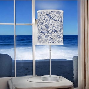 Sea Life Lamp, Nautical Ocean Theme Night Light, Coastal Beach House Decor, Underwater Creature Bedside Lighting, Marine Life Desk Lamp,