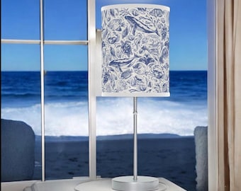 Sea Life Lamp, Nautical Ocean Theme Night Light, Coastal Beach House Decor, Underwater Creature Bedside Lighting, Marine Life Desk Lamp,