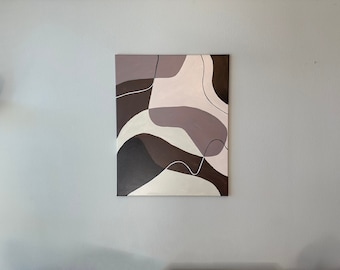 Brown Tones Abstract Wall Art, 24" by 30" Acrylic Painting Canvas