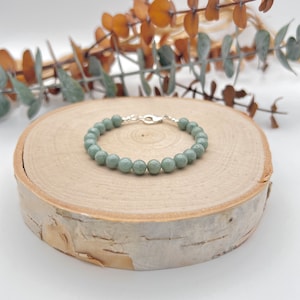 Burma Jade Gemstone Bracelet, Sterling Silver Clasp, Handcrafted Natural Stone Jewelry, Gifts For Her