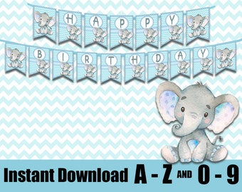 Banner Imprimible Baby Shower de Elefante Tierno,Decoración para Fiestas de Cumpleaños, Eventos de Bebé,Descarga Inmediata,Temática Elephant