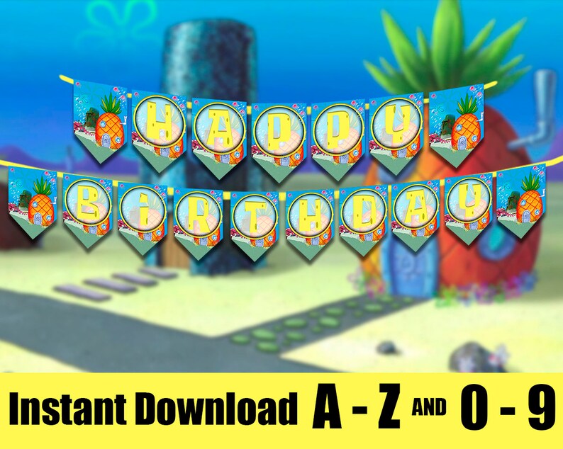 Spongebob Squarepants Printable Banner Decoration for Birthday Parties ...