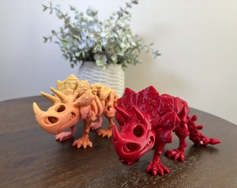 Articulating 3D Printed Triceratops Skeleton: Educational Dinosaur Model