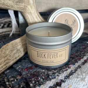 Buck Fever | Deer tallow and beeswax natural candle scented with Vetiver and Pine essential oils cotton wick