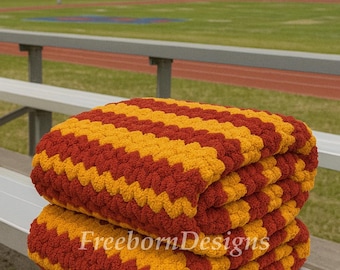 Sport Teams Throw Blanket-Handmade. Chunky Knit.