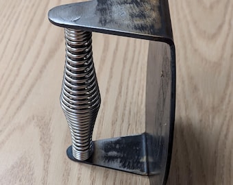 Smash Burger Press, Raw Steel with Spring Handle
