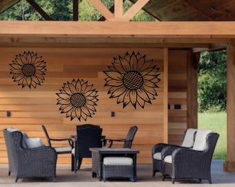 Letrero metálico de girasol, decoración de pared con flores, arte de jardín