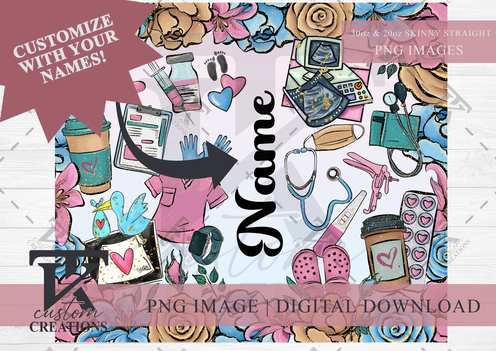 OBGYN Tumbler Wrap, Doctor - Nurse Designs, Personalized Tumbler Wrap ...