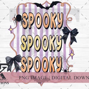 Preppy Halloween Spooky PNG, Retro Halloween Design, Coquette Halloween Bat, Halloween Gift, Sublimation and DTF Design, Trendy Digital File