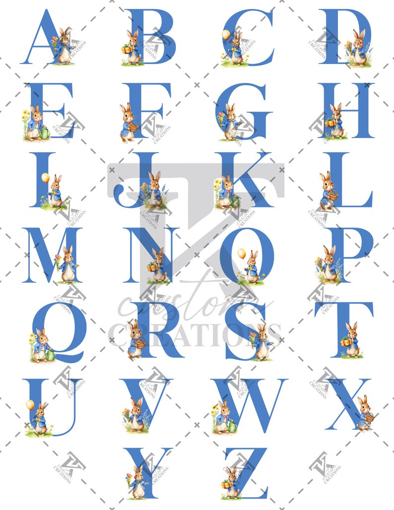 Peter Rabbit Lettering Easter Bunny Letters, Peter Rabbit Digital Alphabet PNG, Easter Basket ...