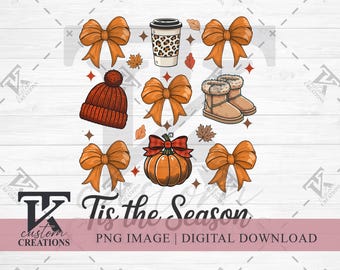 Tis The Season Fall Coquette Bow PNG, Fall Leopard Pumpkin Coquette png, Sublimation DTF Digital Designs, Trendy Digital Download