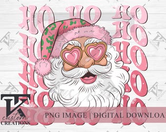 Vintage Pink Santa PNG, Retro Pink Santa Ho Ho Ho PNG, Christmas Shirt png, Sublimation Designs, Trendy Best Seller Digital Download