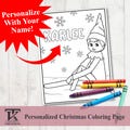 Personalized Girl Elf On The Shelf Coloring Page | Printable Christmas Coloring Page | Coloring Page| Printable